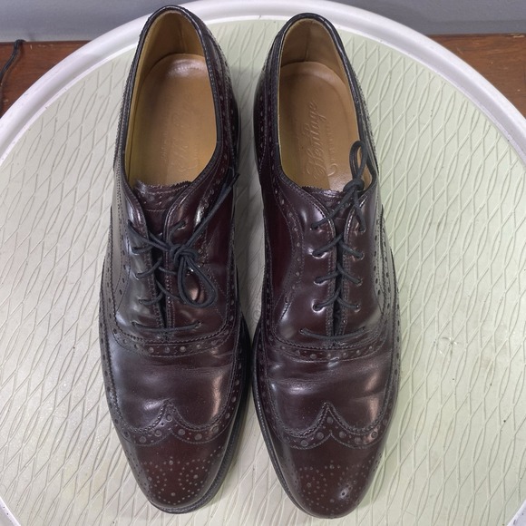 Vintage Johnston&Murphy Men\'s Dark Burgundy‎ Dress Shoes Loafers Sz.9 Wingtip main image 9
